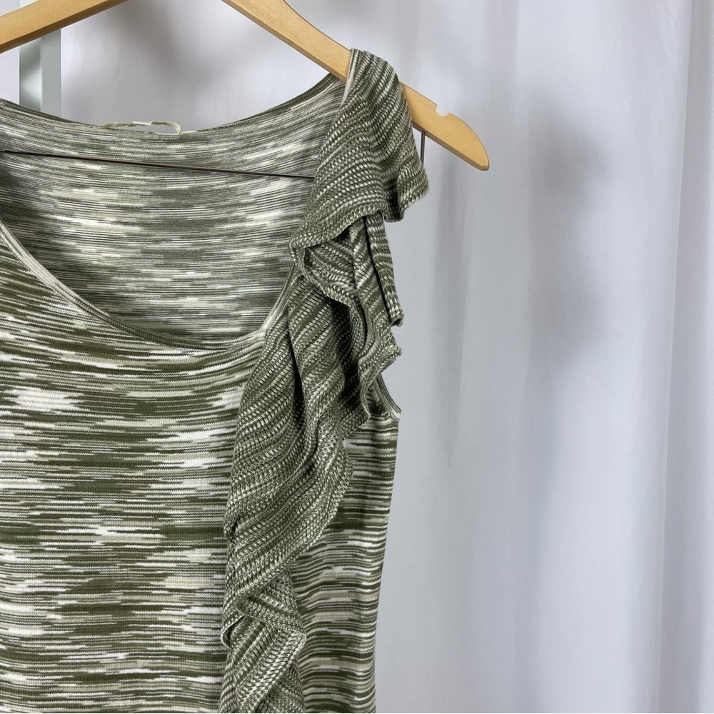 Gianni Bini Small Knit Ruffle Asymmetrical Heather Olive Green Dress Fall Winter - Picture 6 of 6